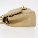 CHANEL Matelasse 25 Chain Shoulder Bag Lamb Skin Beige Gold CC Auth BA8707-4