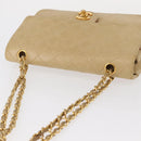CHANEL Matelasse 25 Chain Shoulder Bag Lamb Skin Beige Gold CC Auth BA8707-6
