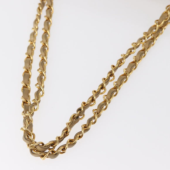 CHANEL Matelasse 25 Chain Shoulder Bag Lamb Skin Beige Gold CC Auth BA8707