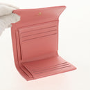 CHANEL Matelasse Bifold Wallet Lamb Skin Pink Silver CC Auth BA8708V-15