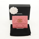 CHANEL Matelasse Bifold Wallet Lamb Skin Pink Silver CC Auth BA8708V-23