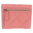 CHANEL Matelasse Bifold Wallet Lamb Skin Pink Silver CC Auth BA8708V-3