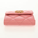 CHANEL Matelasse Bifold Wallet Lamb Skin Pink Silver CC Auth BA8708V-7