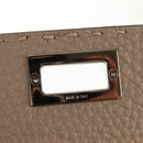 FENDI Seleria Peek A Boo Long Wallet Leather Beige Silver Auth BA8709V-15