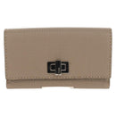 FENDI Seleria Peek A Boo Long Wallet Leather Beige Silver Auth BA8709V-13