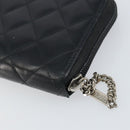 CHANEL Matelasse Long Wallet Lamb Skin Black CC Auth BA8713-15
