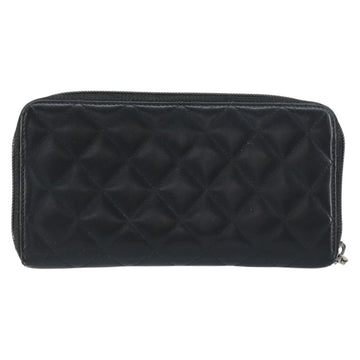 CHANEL Matelasse Long Wallet Lamb Skin Black CC Auth BA8713 - 0