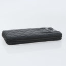 CHANEL Matelasse Long Wallet Lamb Skin Black CC Auth BA8713-5