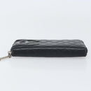 CHANEL Matelasse Long Wallet Lamb Skin Black CC Auth BA8713-6