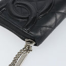 CHANEL Matelasse Long Wallet Lamb Skin Black CC Auth BA8713-14