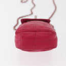 CHANEL Choco Bar line Chain Shoulder Bag Leather Pink Silver CC Auth BA8714-6