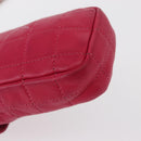 CHANEL Choco Bar line Chain Shoulder Bag Leather Pink Silver CC Auth BA8714-15