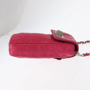 CHANEL Choco Bar line Chain Shoulder Bag Leather Pink Silver CC Auth BA8714-4