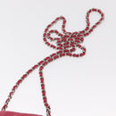 CHANEL Choco Bar line Chain Shoulder Bag Leather Pink Silver CC Auth BA8714-9