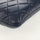 CHANEL Matelasse Chain Phone Case Bag Lamb Skin Navy Gold CC Auth BA8715SAV-15