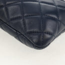 CHANEL Matelasse Chain Phone Case Bag Lamb Skin Navy Gold CC Auth BA8715SAV-16