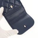 CHANEL Matelasse Chain Phone Case Bag Lamb Skin Navy Gold CC Auth BA8715SAV-23