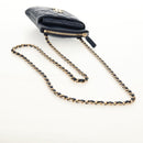 CHANEL Matelasse Chain Phone Case Bag Lamb Skin Navy Gold CC Auth BA8715SAV-7