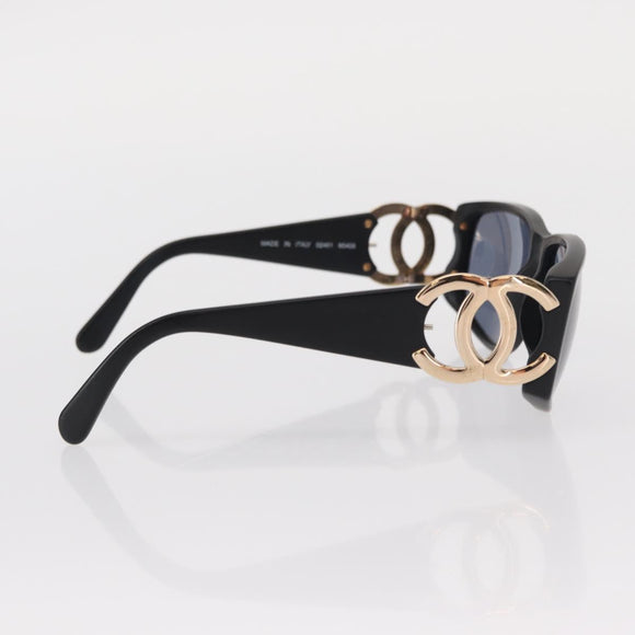 CHANEL Sunglasses plastic Black CC Auth BA8716
