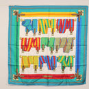 HERMES Carre 90 Scarf ""J.METZ"" Silk Turquoise Blue Auth BA8721-13