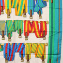 HERMES Carre 90 Scarf ""J.METZ"" Silk Turquoise Blue Auth BA8721-7