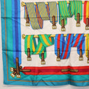 HERMES Carre 90 Scarf ""J.METZ"" Silk Turquoise Blue Auth BA8721-8