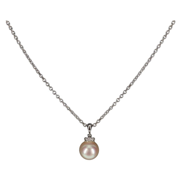 BVLGARI Pearl Necklace metal Silver Auth BA8725SAV