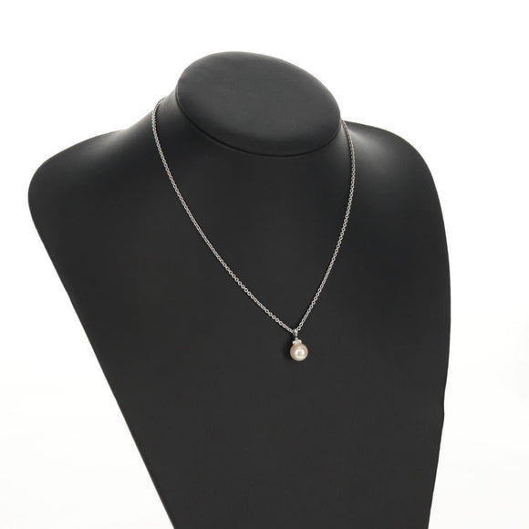 BVLGARI Pearl Necklace metal Silver Auth BA8725SAV