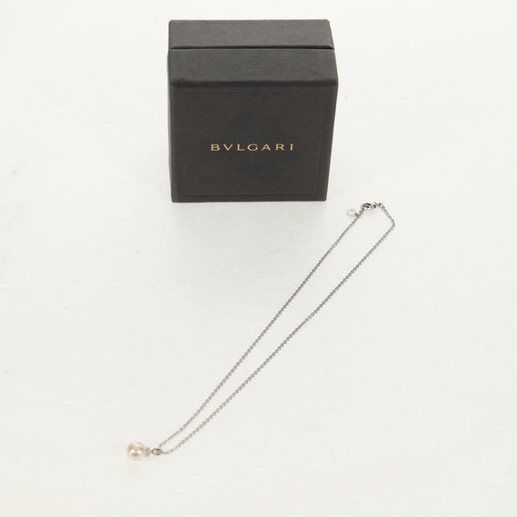 BVLGARI Pearl Necklace metal Silver Auth BA8725SAV
