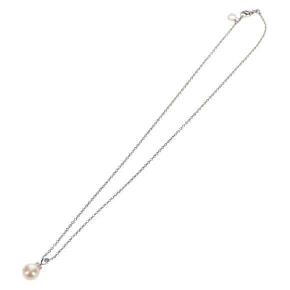 BVLGARI Pearl Necklace metal Silver Auth BA8725SAV