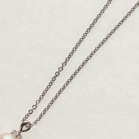 BVLGARI Pearl Necklace metal Silver Auth BA8725SAV