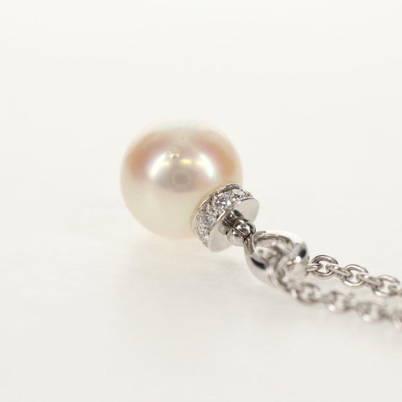 BVLGARI Pearl Necklace metal Silver Auth BA8725SAV