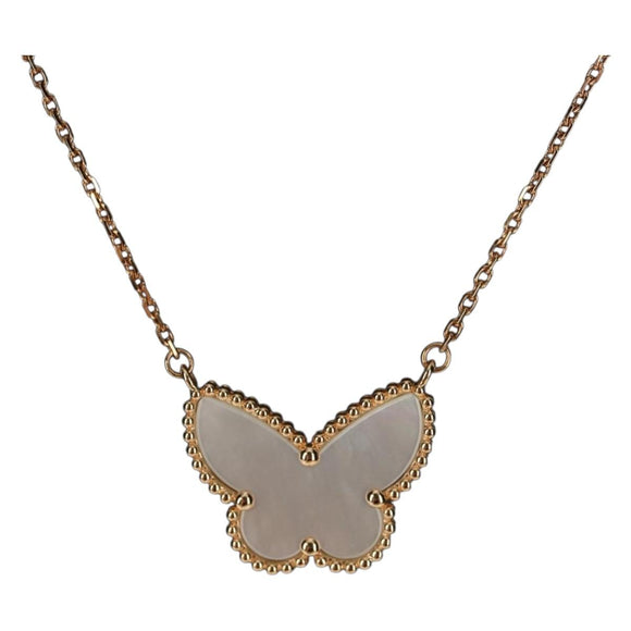 Van Cleef & Arpels Lucky Alhambra Papillon Necklace Au750 Gold Auth BA8727SM