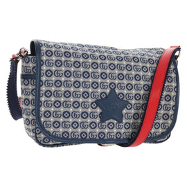 GUCCI Shoulder Bag Canvas Blue Silver 664143 Auth BA8728SAV