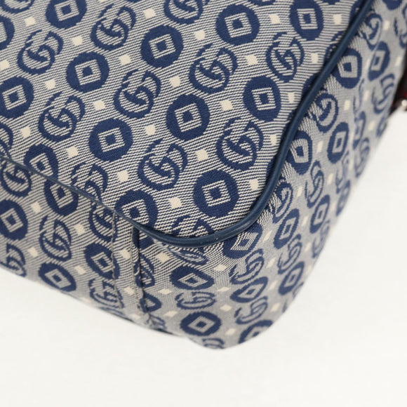 GUCCI Shoulder Bag Canvas Blue Silver 664143 Auth BA8728SAV