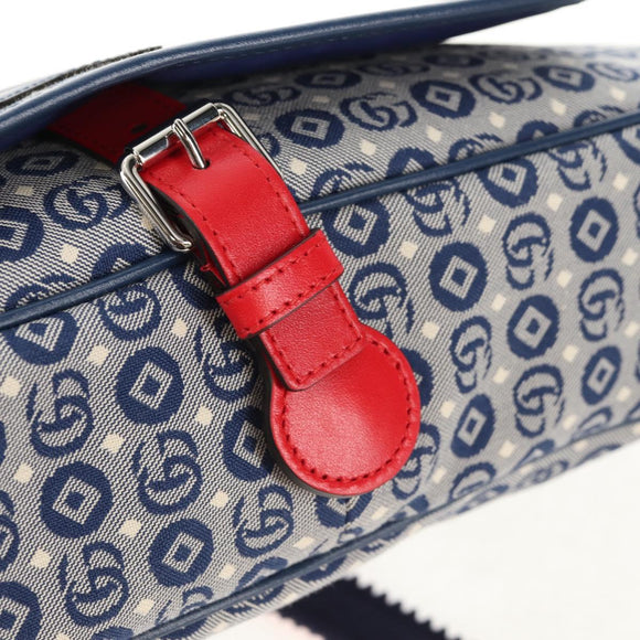 GUCCI Shoulder Bag Canvas Blue Silver 664143 Auth BA8728SAV