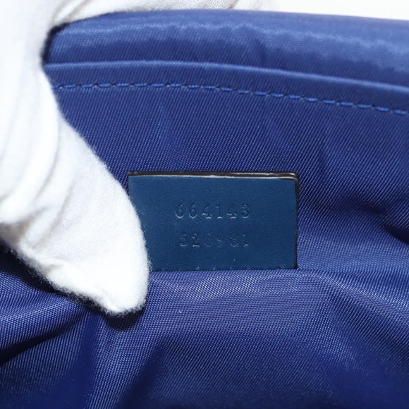 GUCCI Shoulder Bag Canvas Blue Silver 664143 Auth BA8728SAV