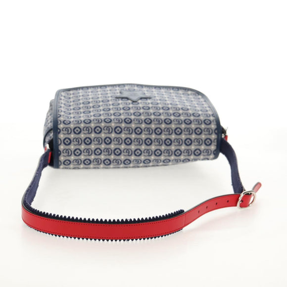 GUCCI Shoulder Bag Canvas Blue Silver 664143 Auth BA8728SAV