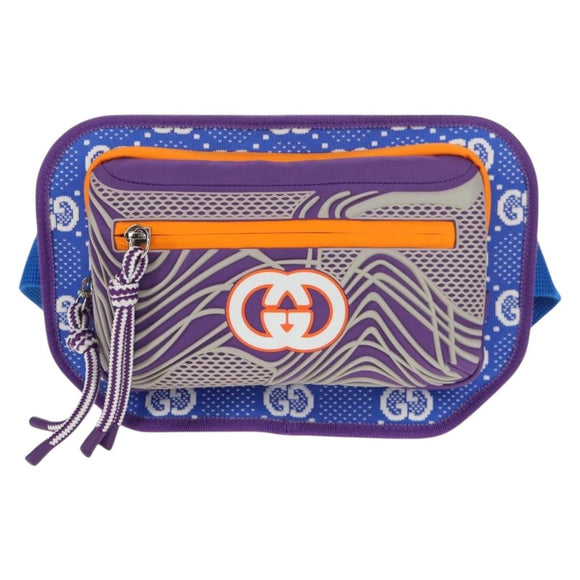GUCCI Waist bag Nylon Blue Silver 752102 Auth BA8729V