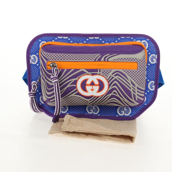 GUCCI Waist bag Nylon Blue Silver 752102 Auth BA8729V