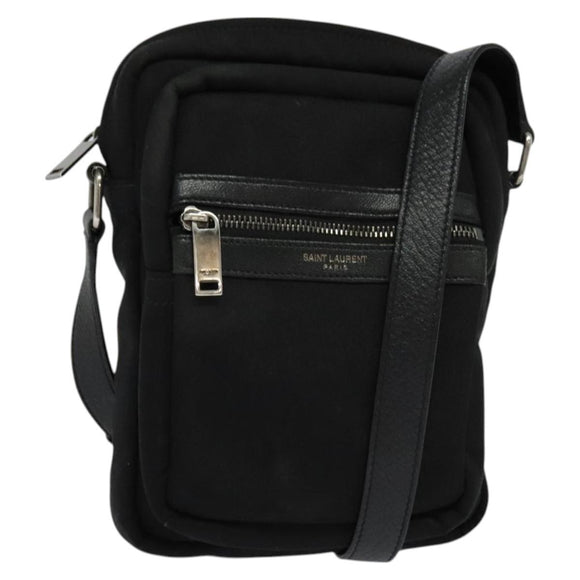 SAINT LAURENT Shoulder Bag Canvas Black Auth BA873