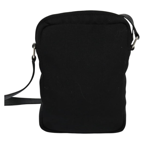 SAINT LAURENT Shoulder Bag Canvas Black Auth BA873