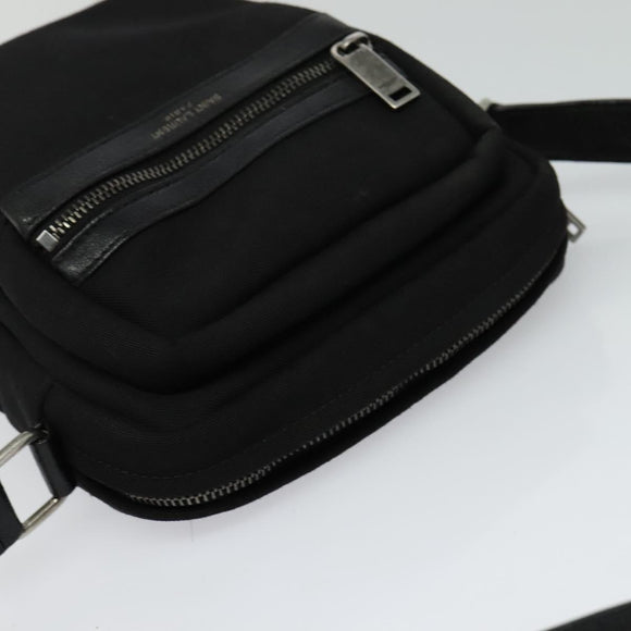 SAINT LAURENT Shoulder Bag Canvas Black Auth BA873