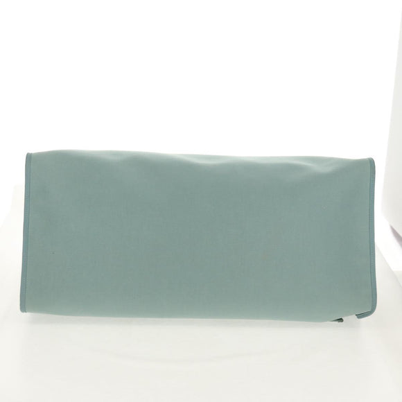 HERMES Her bag Zip GM Hand Bag Canvas Leather Blue Silver Auth BA8733SAM