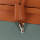 HERMES Her bag Zip GM Hand Bag Canvas Leather Blue Silver Auth BA8733SAM-23