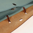 HERMES Her bag Zip GM Hand Bag Canvas Leather Blue Silver Auth BA8733SAM-9