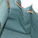 HERMES Her bag Zip GM Hand Bag Canvas Leather Blue Silver Auth BA8733SAM-31