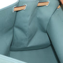 HERMES Her bag Zip GM Hand Bag Canvas Leather Blue Silver Auth BA8733SAM-32