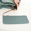 HERMES Her bag Zip GM Hand Bag Canvas Leather Blue Silver Auth BA8733SAM-33