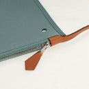 HERMES Her bag Zip GM Hand Bag Canvas Leather Blue Silver Auth BA8733SAM-35